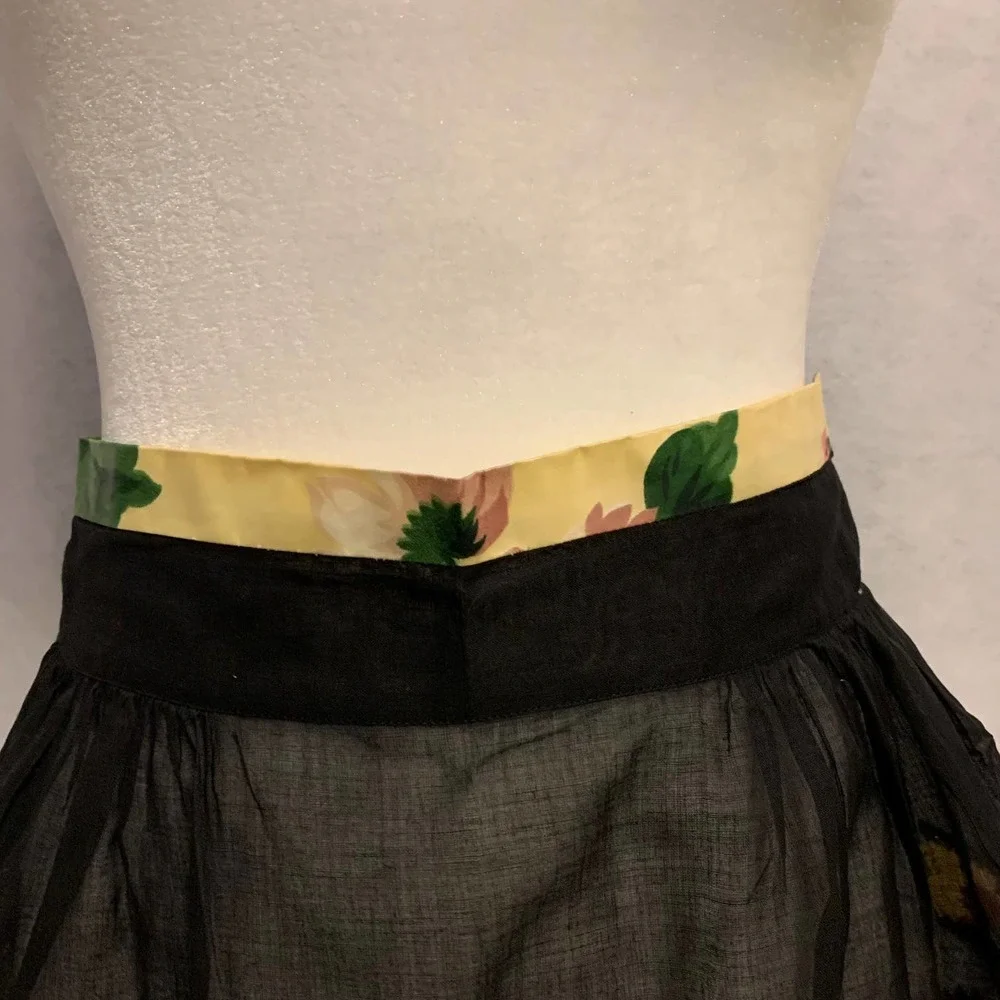 Vintage‎ by Trump 50's Black Sheer Apron with Floral Inset Stripes